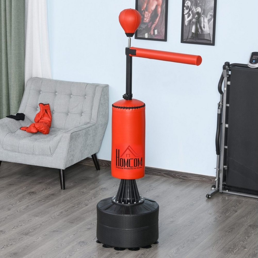 HOMCOM Standboxsack mit 360° Reflexstange Speedball (Boxing Trainer, 1-tlg, Boxpartner), Geeignet für Profis und Anfänger Schwarz Bild 1