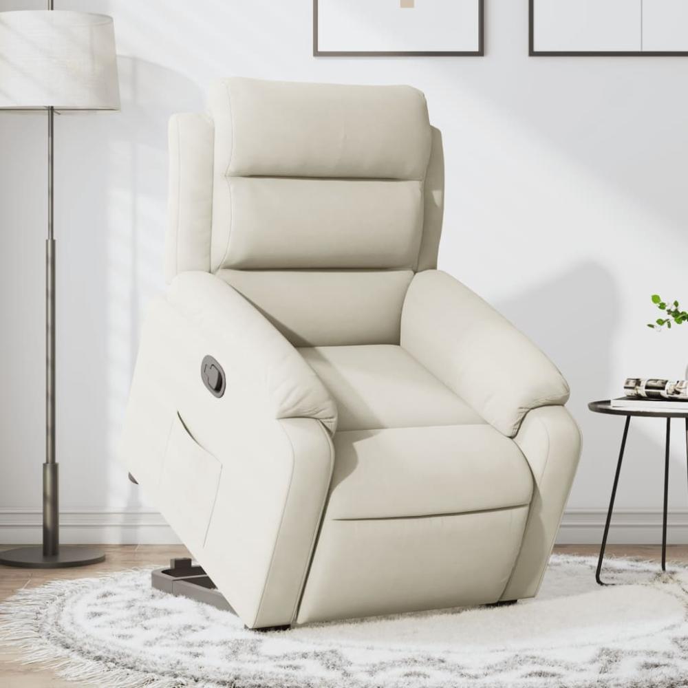 vidaXL Relaxsessel mit Aufstehhilfe Creme Samt 3205101 Bild 1