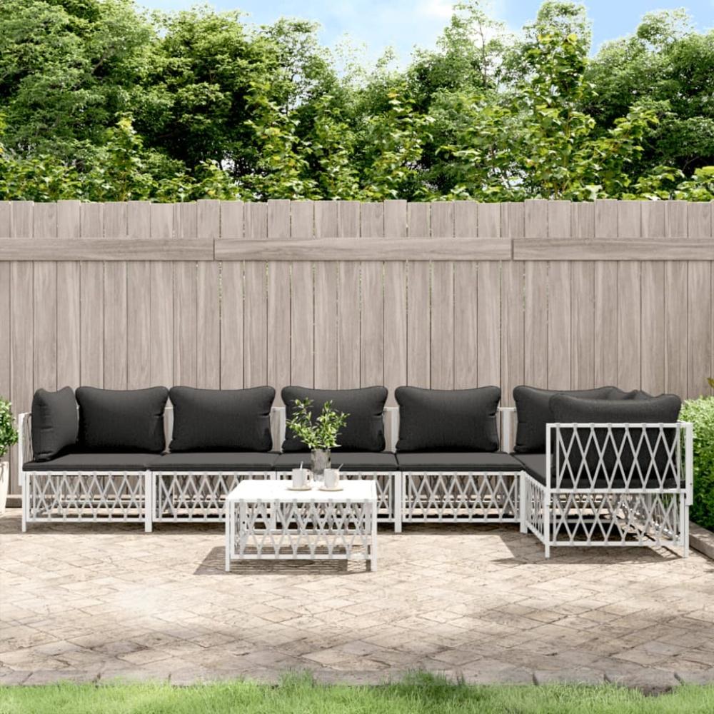 vidaXL 7-tlg. Garten-Lounge-Set mit Kissen Weiß Stahl 3186878 Bild 1