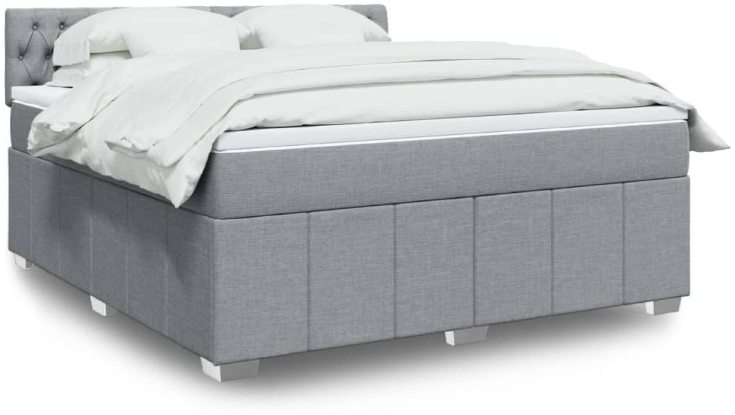 vidaXL Boxspringbett mit Matratze Hellgrau 180x200 cm Stoff 3287154 Bild 1