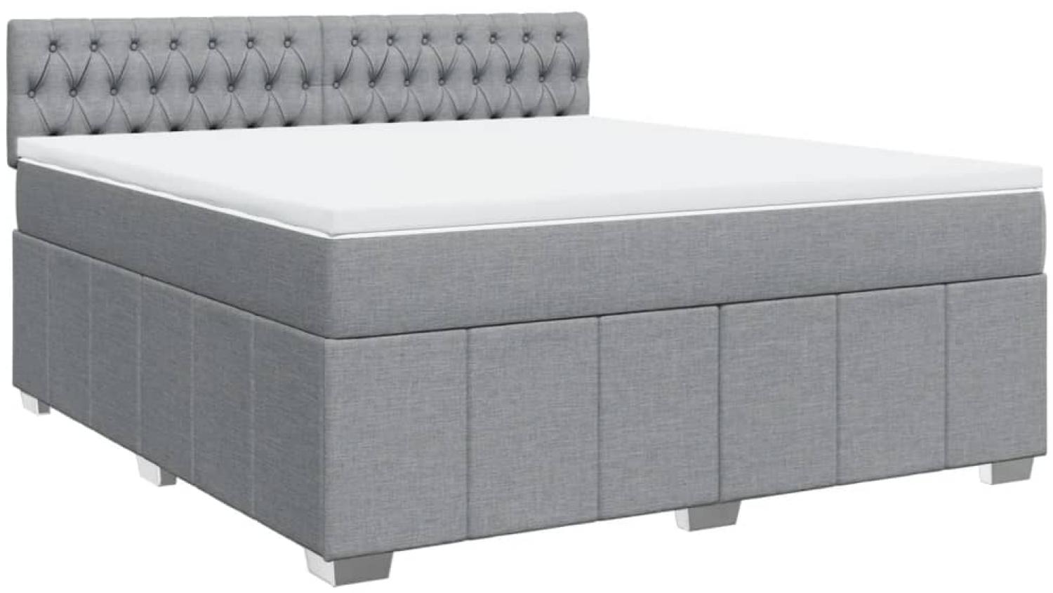 vidaXL Boxspringbett mit Matratze Hellgrau 180x200 cm Stoff 3287154 Bild 1