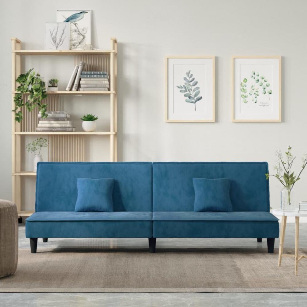 Schlafsofa Blau Samt Bild 1