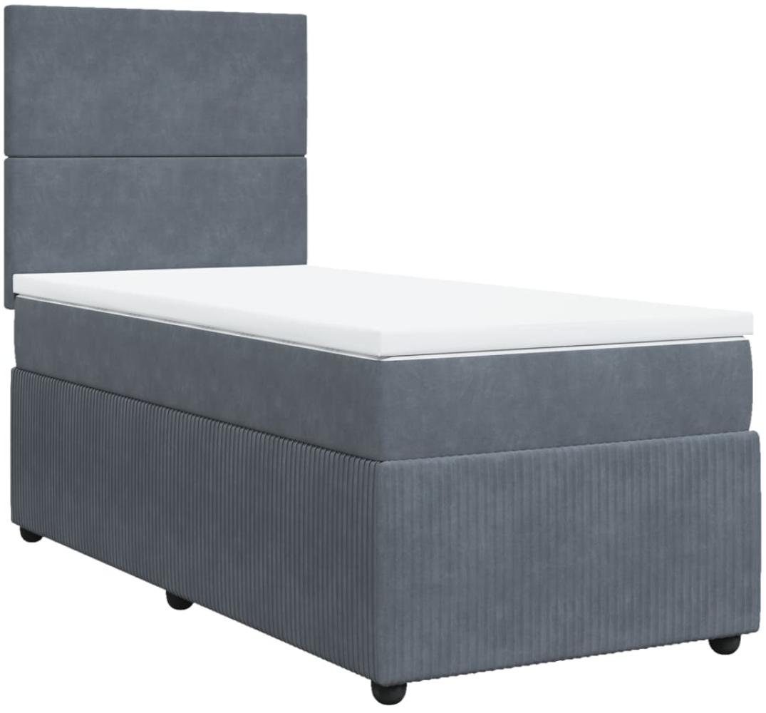 vidaXL Boxspringbett mit Matratze Dunkelgrau 90x190 cm Samt 3292209 Bild 1