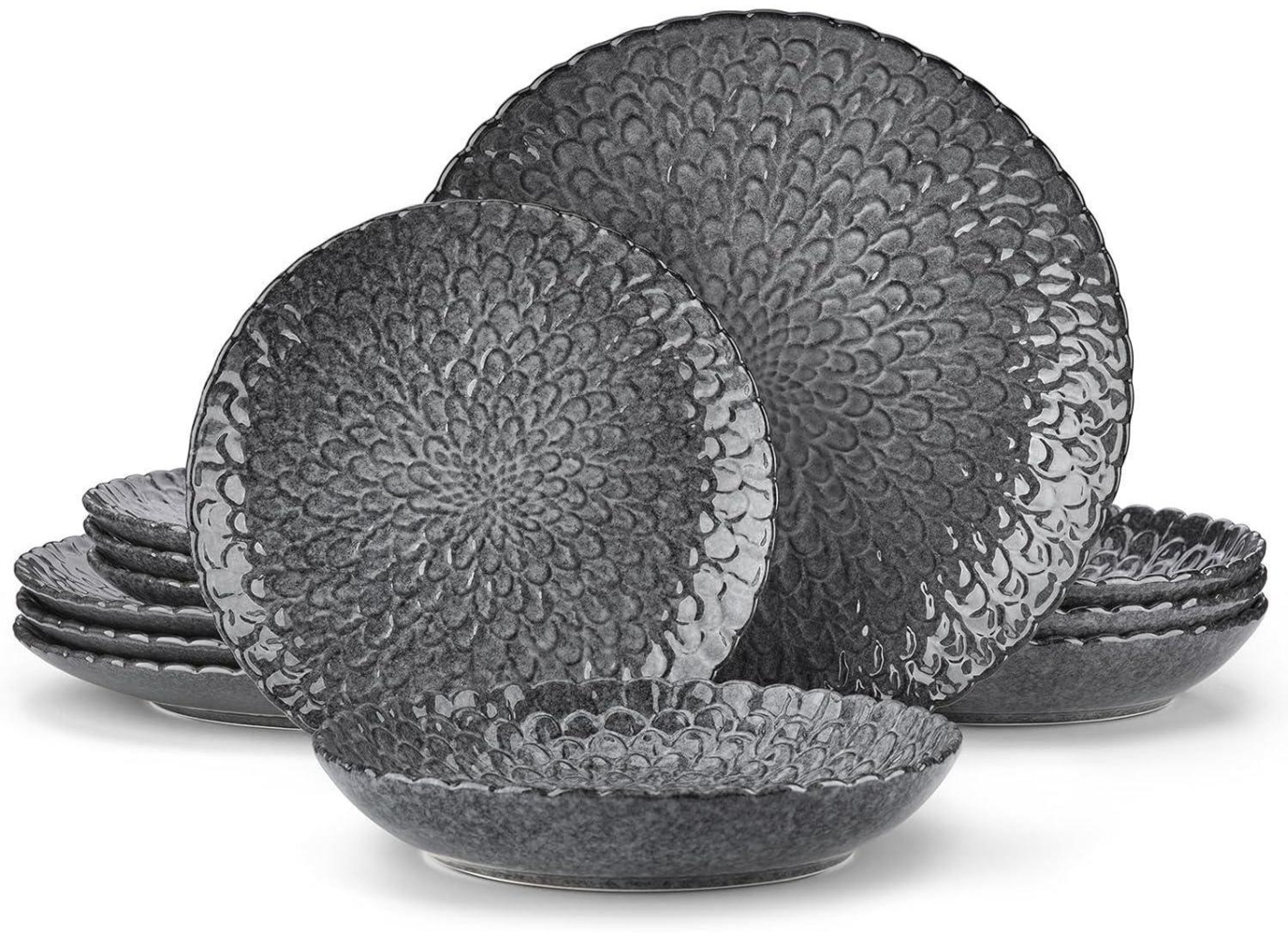 Kombiservice grau, vancasso Chrys Tafelservice Set Steingut 12-teilig Bild 1
