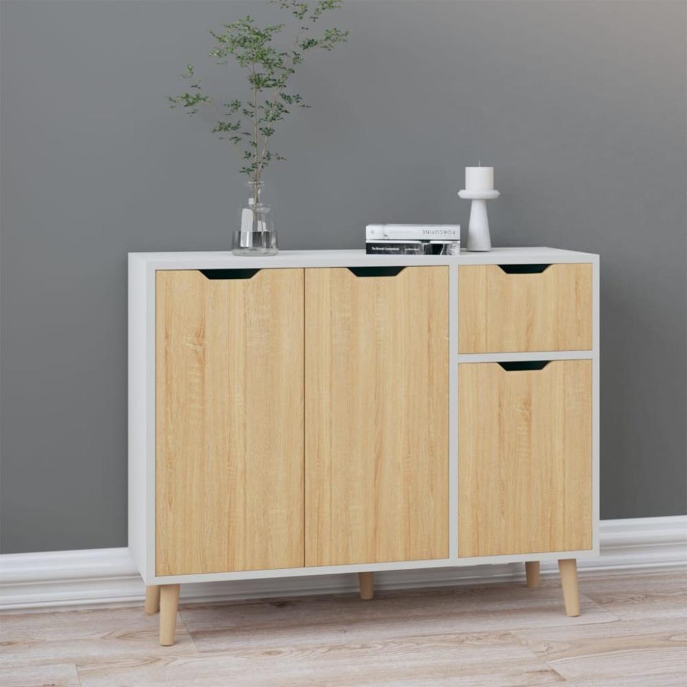 vidaXL Sideboard Weiß und Sonoma-Eiche 90x30x72 cm Holzwerkstoff 326818 Bild 1