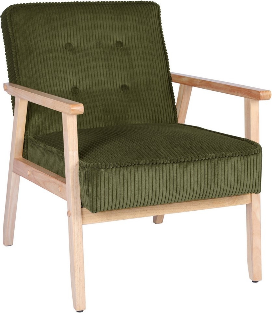Home affaire Loungesessel MENONRI mit Armlehnen aus Massivholz, Relaxsessel, Lese-Sessel, Cocktailsessel in Cord und Webstoff Bild 1