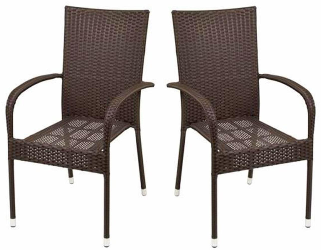 2x Wicker Stapelstuhl braun Gartenstuhl Terrassenstuhl Gartensessel stapelbar Bild 1