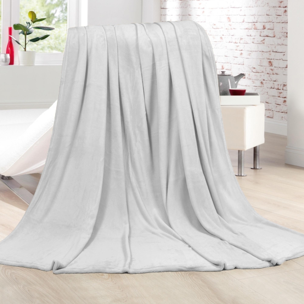 Kuscheldecke Cashmere Touch 200x220 cm ( Silber ) Flauschige Wohndecke für Sofa, Couch und Bett, Tagesdecke OEKO-TEX - Sofaüberwurf Bild 1