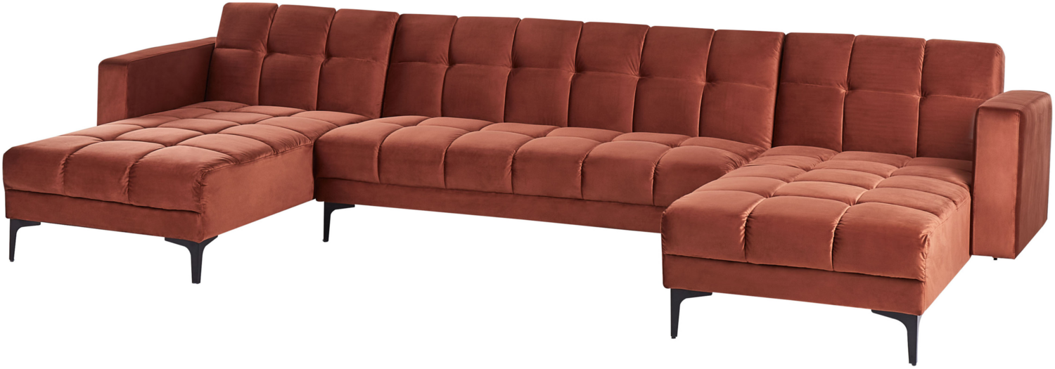 U-förmiges Sofa ALNES Hellrot Samtstoff Symmetrisch Bild 1