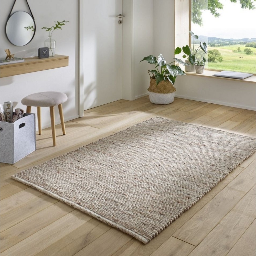 TaraCarpet Wollteppich TaraCarpet Handwebteppich Helsinki, rechteckig, Höhe: 10 mm, gewalkter Wohnzimmer-Teppich Schurwolle Schlafzimmer Esszimmer 070x130 Bild 1