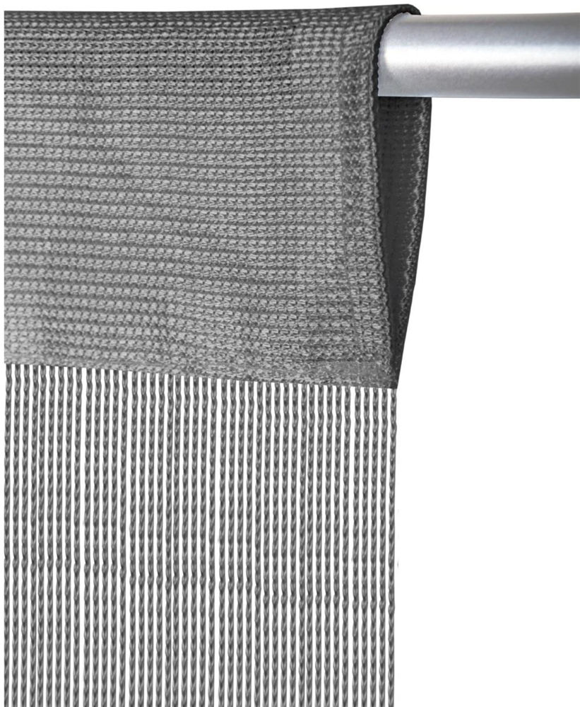 Fadenvorhang mit Stangendurchzug, individuell kürzbare Gardine, moderner und eleganter Dekorationsartikel in vielen Farben und Ausführungen grau - silbergrau 300x250 cm Stangendurchzug Bild 1