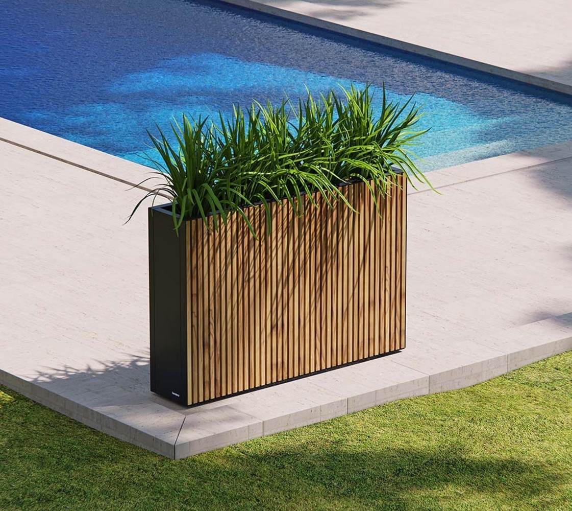 Herstera Garden Metall Pflanzkübel Deco Planter Divider | Holz/Metall | Schwarz | 120 x 25 x 80 cm Bild 1