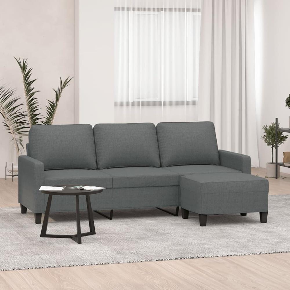 vidaXL 3-Sitzer-Sofa mit Hocker Dunkelgrau 180 cm Stoff 3201038 Bild 1