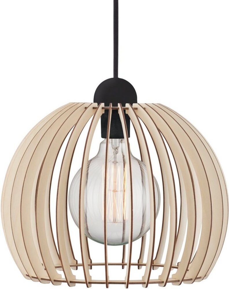 Nordlux Schwarze Pendelleuchten Chino 30 Ø 30 Cm Braun 1-flammig Kugelförmig, Braun, schwarz, Holz, Metall, 84833014 Bild 1