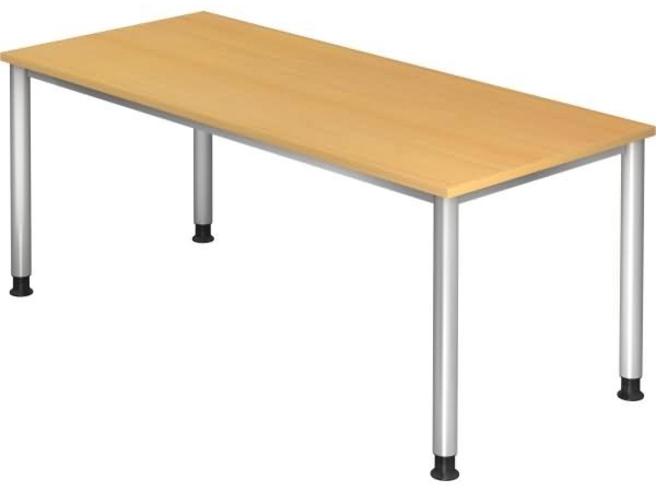 Schreibtisch HS19 4-Fuß rund 180x80cm Buche Gestellfarbe: Silber Bild 1