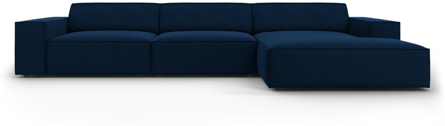 Micadoni 4-Sitzer Samtstoff Ecke rechts Sofa Jodie | Bezug Royal Blue | Beinfarbe Black Plastic Bild 1