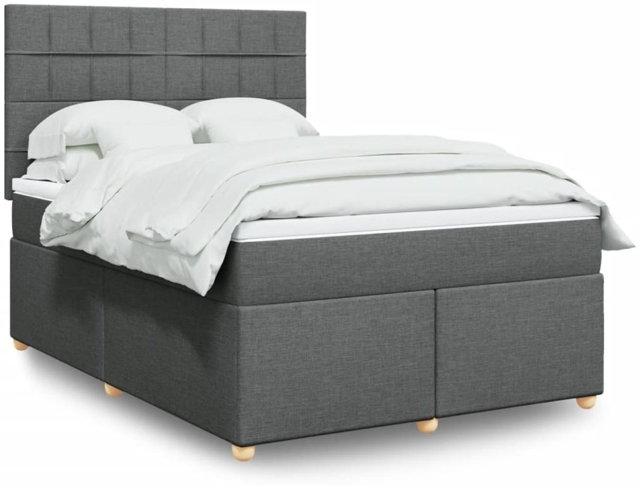 vidaXL Boxspringbett mit Matratze Dunkelgrau 140x200 cm Stoff 3293604 Bild 1