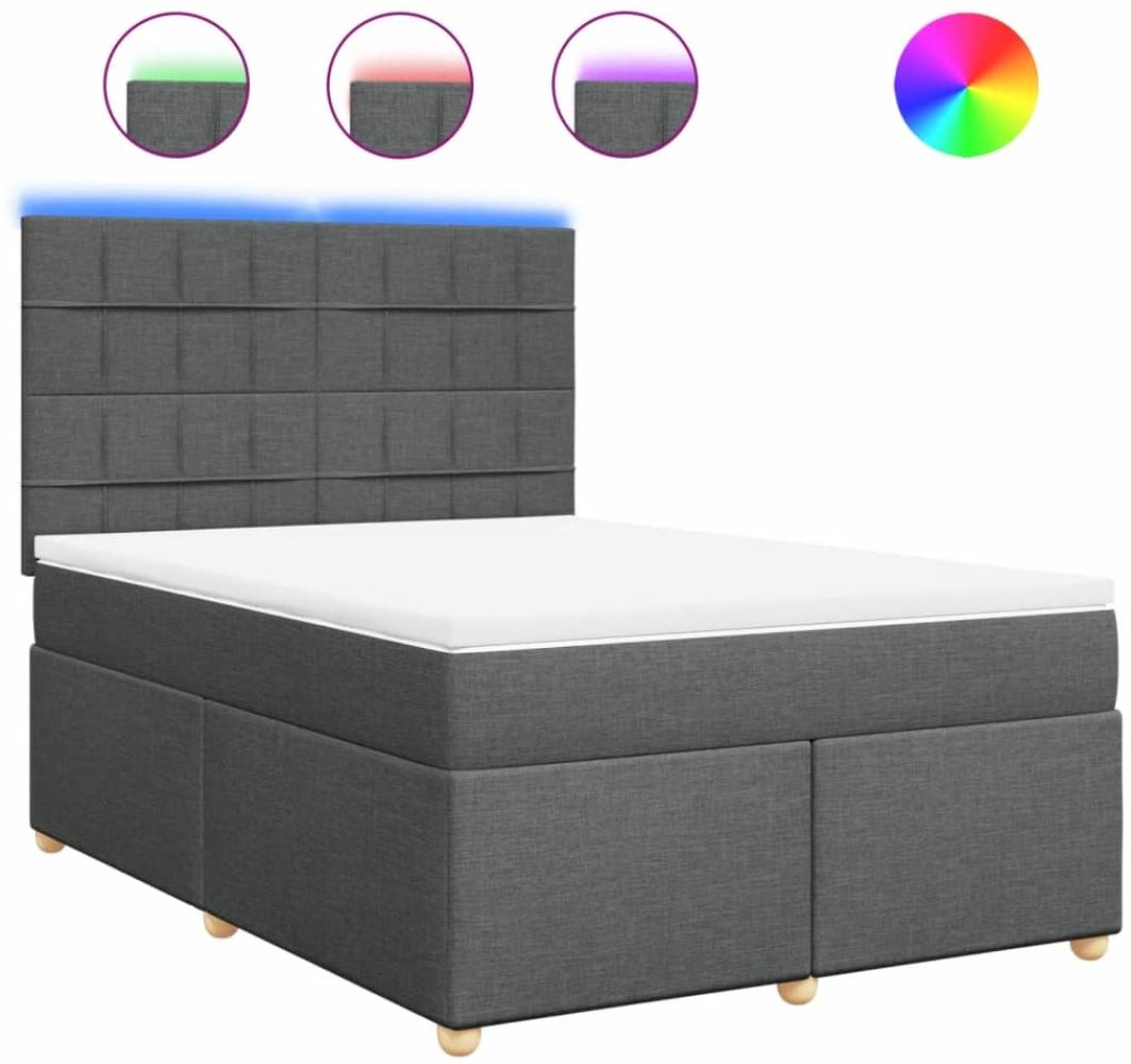 vidaXL Boxspringbett mit Matratze Dunkelgrau 140x200 cm Stoff 3293604 Bild 1