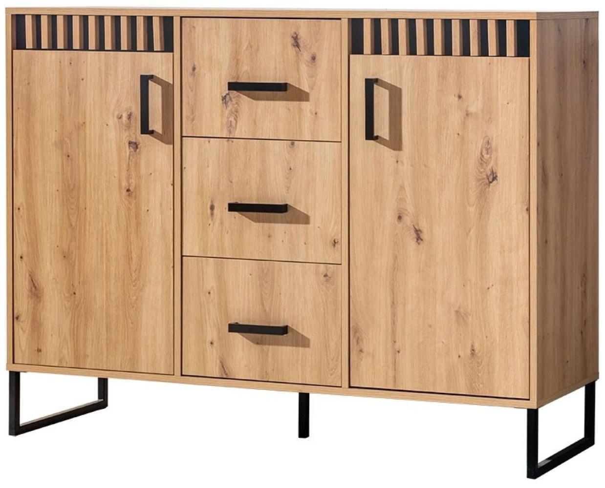 Kommode Sideboard Lamelix 135x40x102cm Artisan Eiche 2-türig Bild 1