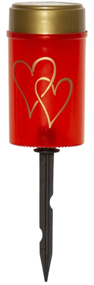 LED Solar-Grabkerze ,Hearty', mit Erdspieß, Dämmerungssensor, rot, H 12cm Bild 1