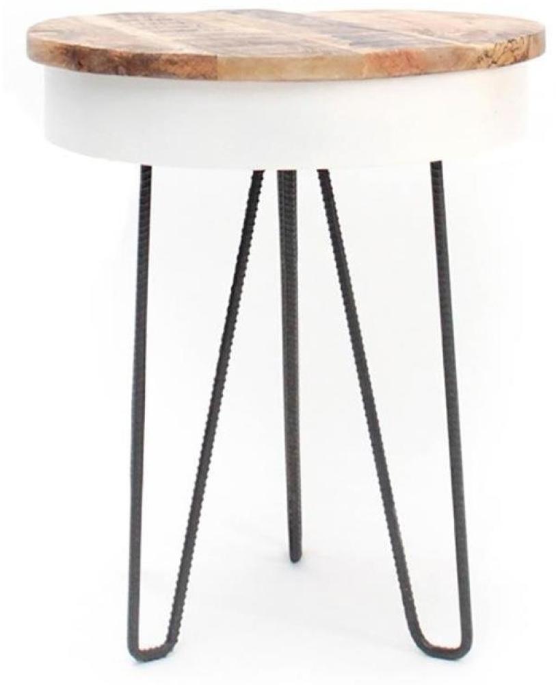 LABEL51 Couchtisch Saria Rund Weiß / Natur Ø 44 cm Bild 1