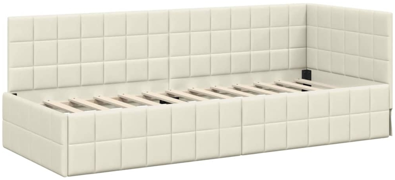 vidaXL Eckbettgestell mit Kopfteil Creme 80 cm x 200 cm Stoff 42016375 Bild 1