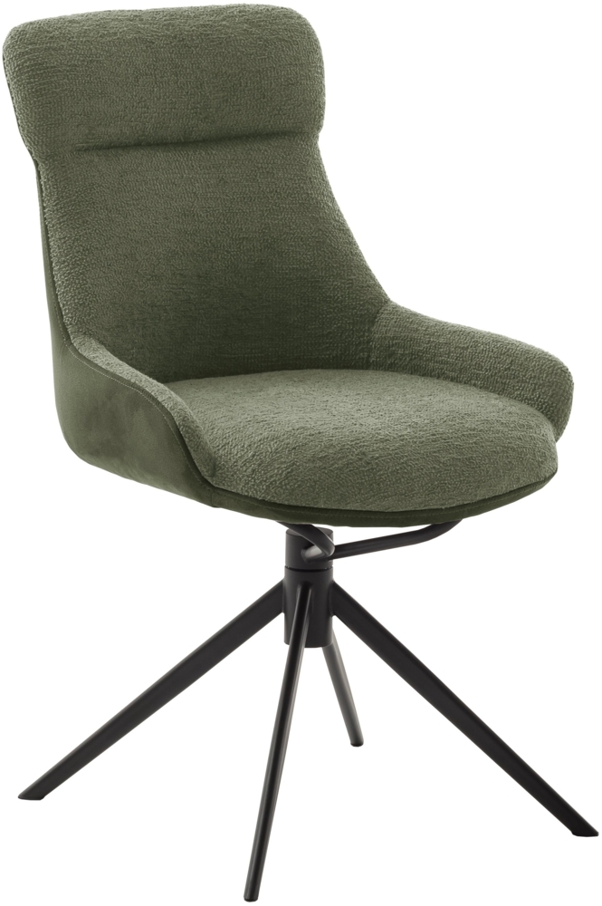 2er Set Esszimmerstuhl Pelion, 360° drehbar - Olive / Schwarz Bild 1