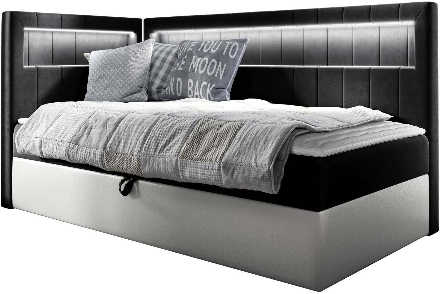 Boxspringbett 'Gladino Junior 3' schwarz 100 x 200 cm Links Bild 1