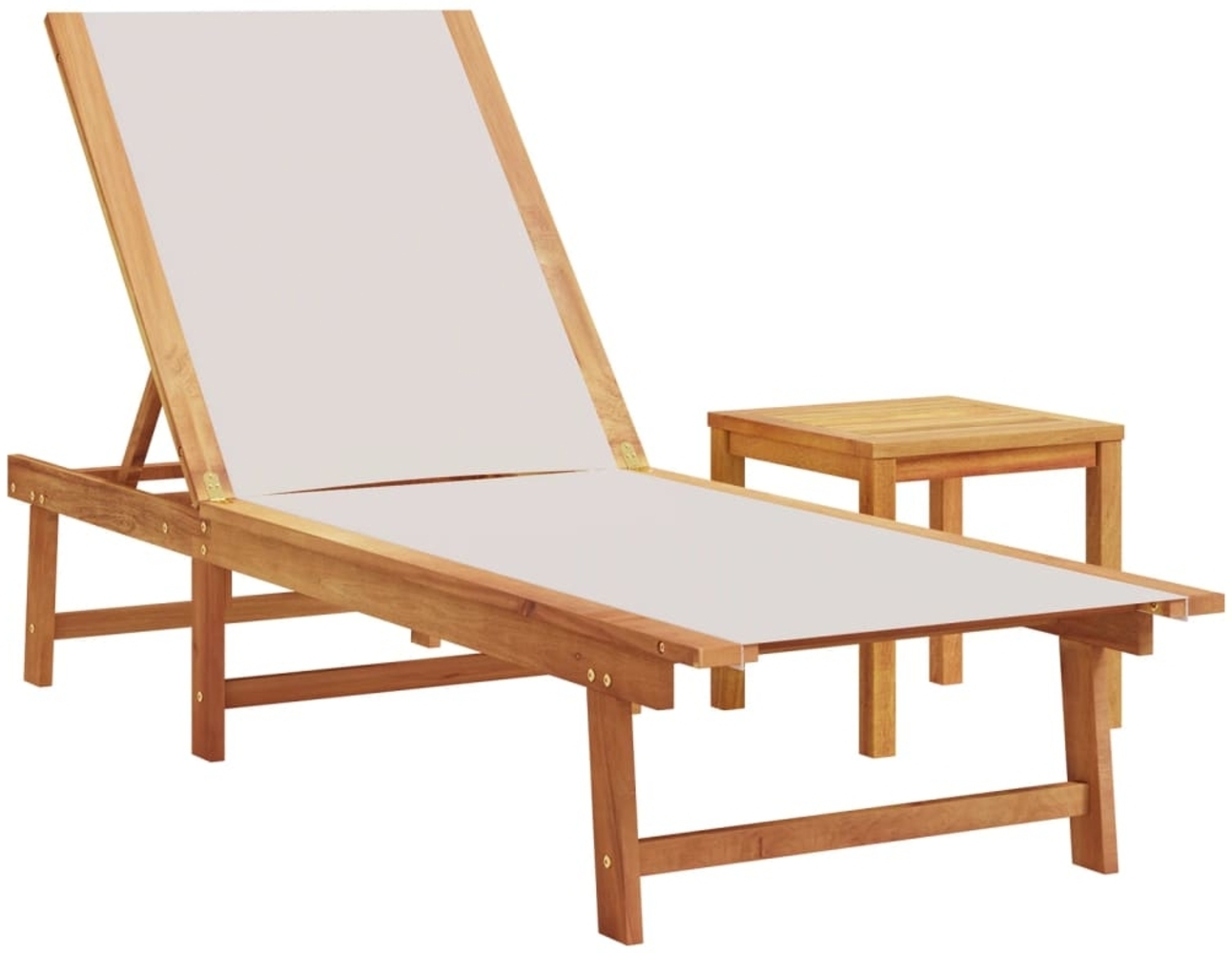 vidaXL Sonnenliege mit Tisch Grau Massivholz Akazie und Textilene 4008417 Bild 1