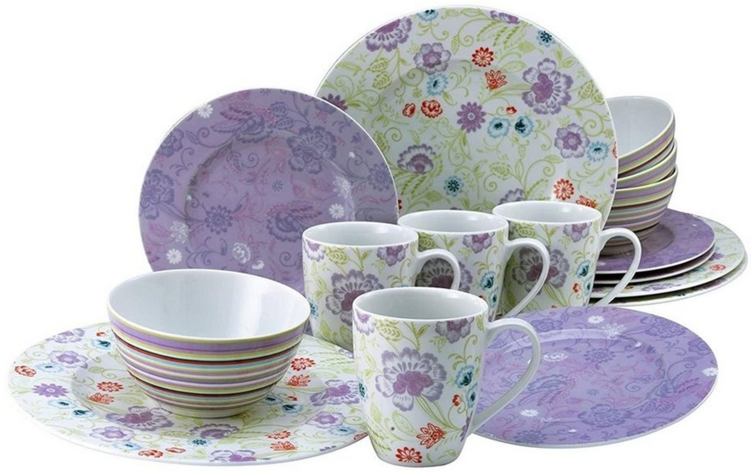 CreaTable 22509 Kombiservice Oriental für 4 Personen, Porzellan, mehrfarbig (1 Set, 16-teilig) Bild 1
