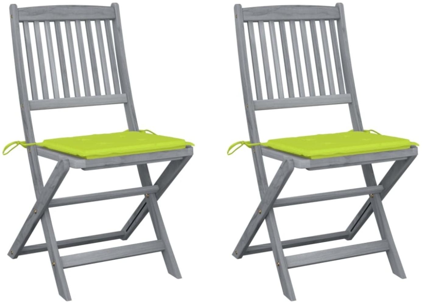 vidaXL Klappbare Gartenstühle 2 Stk. mit Kissen Massivholz Akazie 3064547 Bild 1