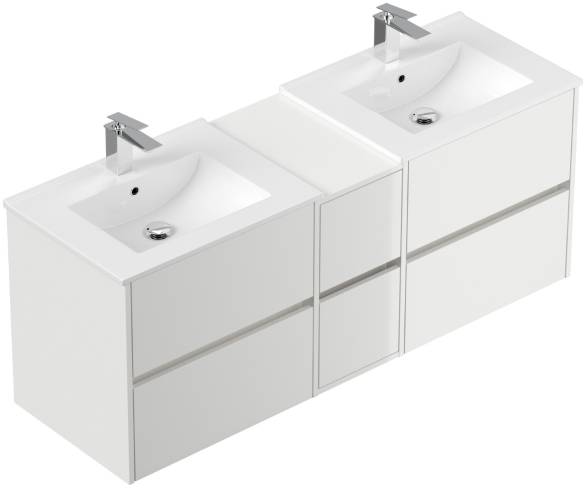 Badmöbelset Taifun 150cm weiß Hgl : Weiss hochglanz Bild 1