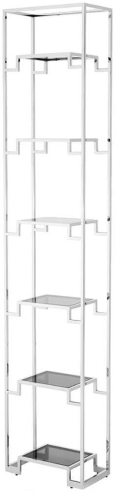 Casa Padrino Wohnzimmer Regalschrank Silber / Schwarz 45,5 x 25,5 x H. 221 cm - Luxus Wohnzimmerschrank Bild 1