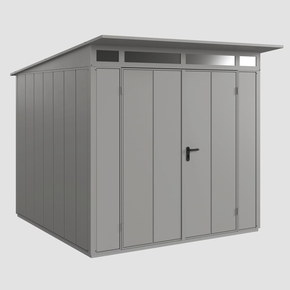 Hörmann Ecostar Metall-Gerätehaus Elegant mit Pultdach Typ 2, 238 x 238 cm , graualuminium, 5,7 m²,2-flüglige Tür Bild 1