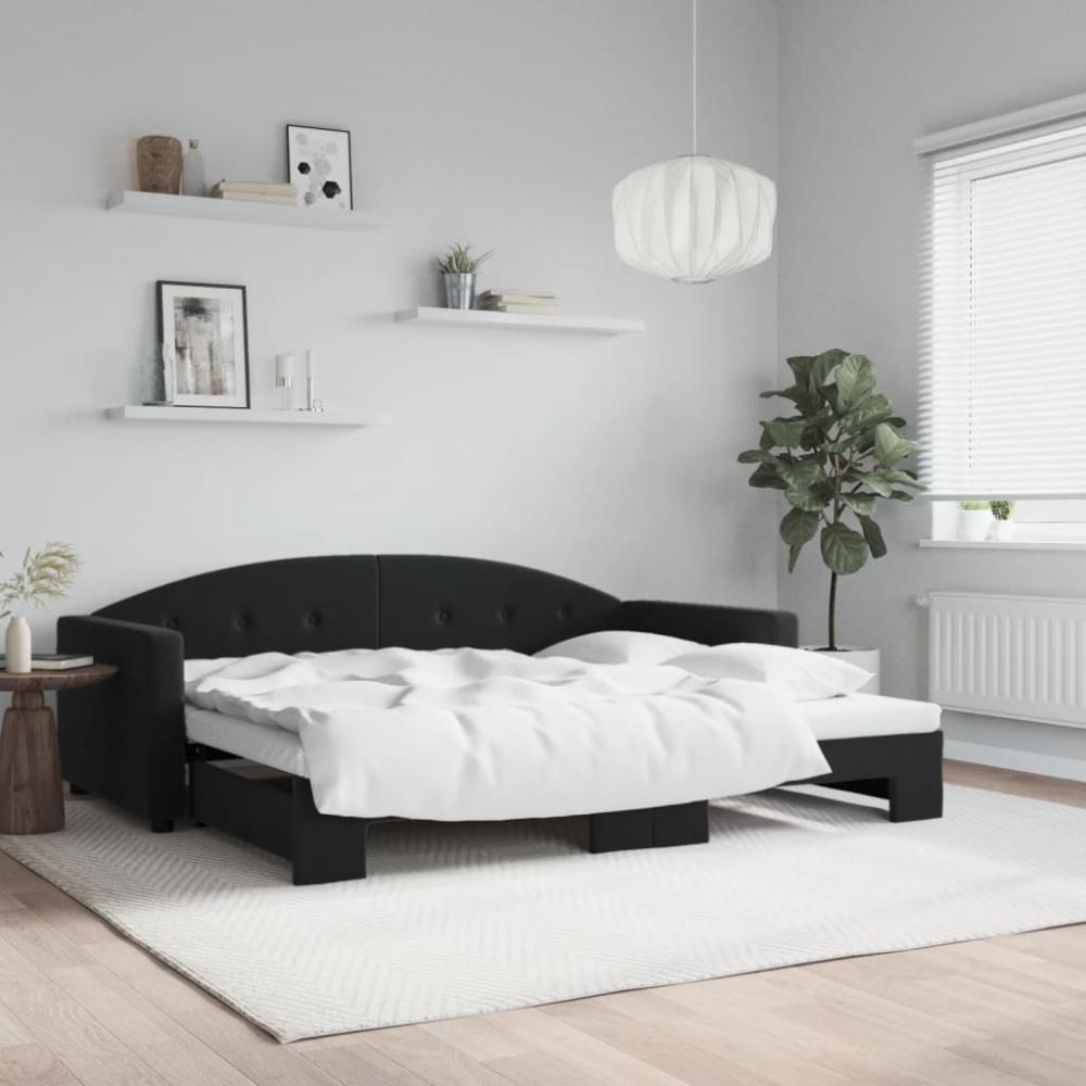 vidaXL Tagesbett Ausziehbar Schwarz 90x190 cm Samt Bild 1