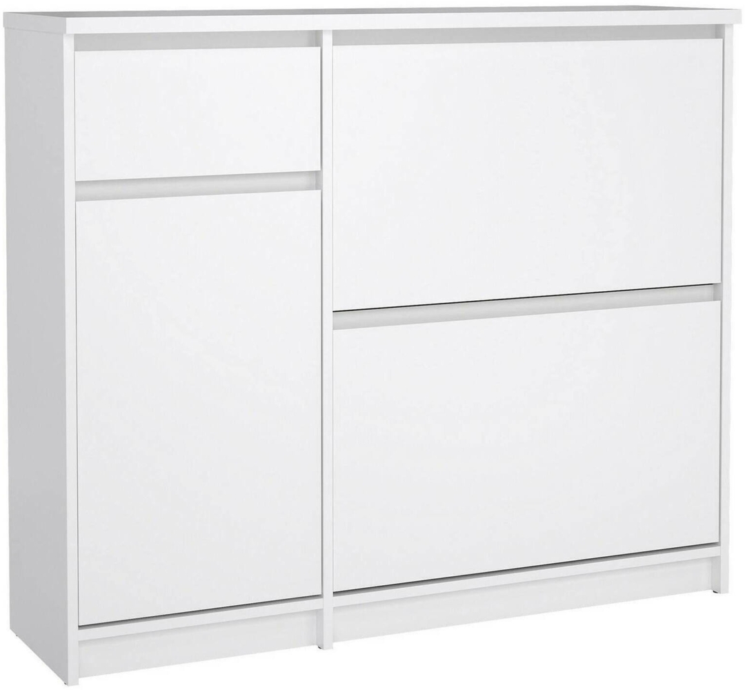 Dmora Schuhschrank Todd, Schuhregal, Mehrzweck-Eingangsgarderobe, Möbel für Schuhe, 109x32 h93 cm, Glänzendes Weiß Bild 1