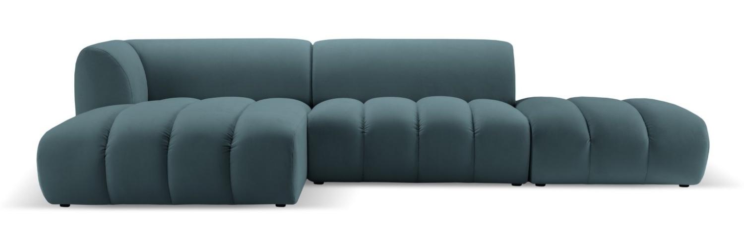 Micadoni Modulares Ecksofa offen Harry 5-Sitzer Links Samtstoff Pastellblau Bild 1