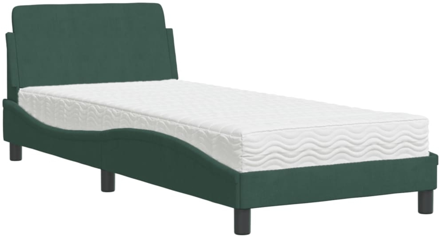 vidaXL Bett mit Matratze "Dover" Dunkelgrün 90x190 cm Samt 3208314 Bild 1