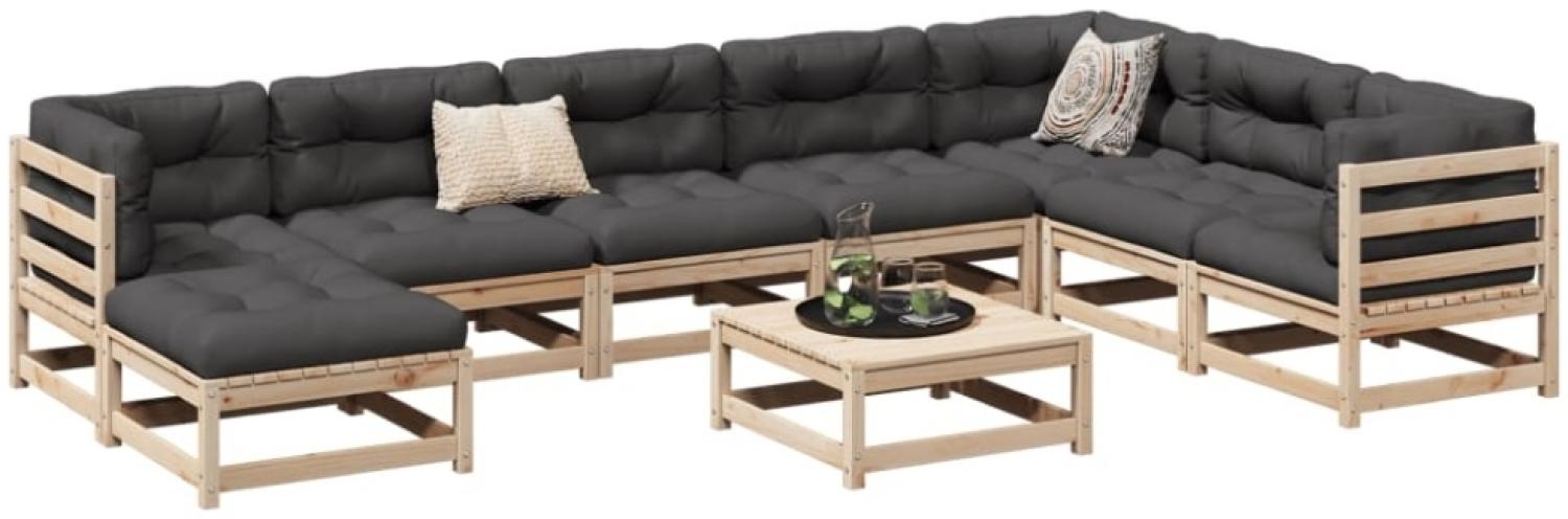 vidaXL 9-tlg. Garten-Sofagarnitur mit Kissen Massivholz Kiefer 3299585 Bild 1