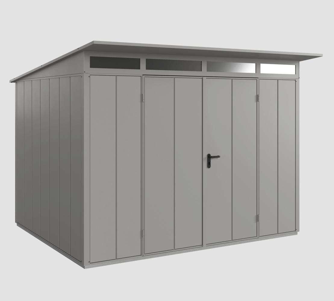 Hörmann Ecostar Metall-Gerätehaus Elegant mit Pultdach Typ 3, 238 x 303 cm , graualuminium, 7,2 m²,2-flüglige Tür Bild 1