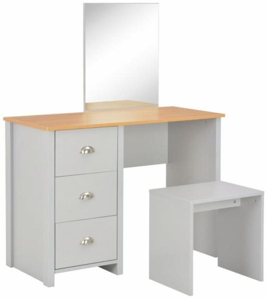 vidaXL Schminktisch mit Spiegel und Hocker Grau 104x45x131 cm 283744 Bild 1