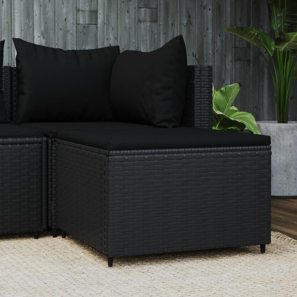 vidaXL Gartenhocker mit Kissen Schwarz Poly Rattan 319788 Bild 1