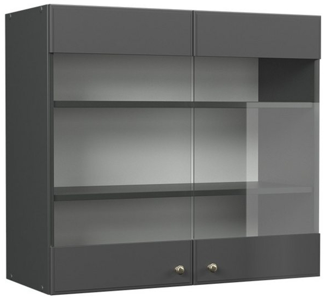 Küchenglasschrank Fame-Line Anthrazit-Gold Landhaus 80 cm Vicco Bild 1