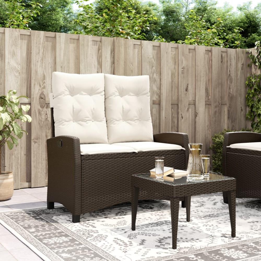 vidaXL Gartenbank Verstellbar mit Kissen Braun Poly Rattan 368227 Bild 1