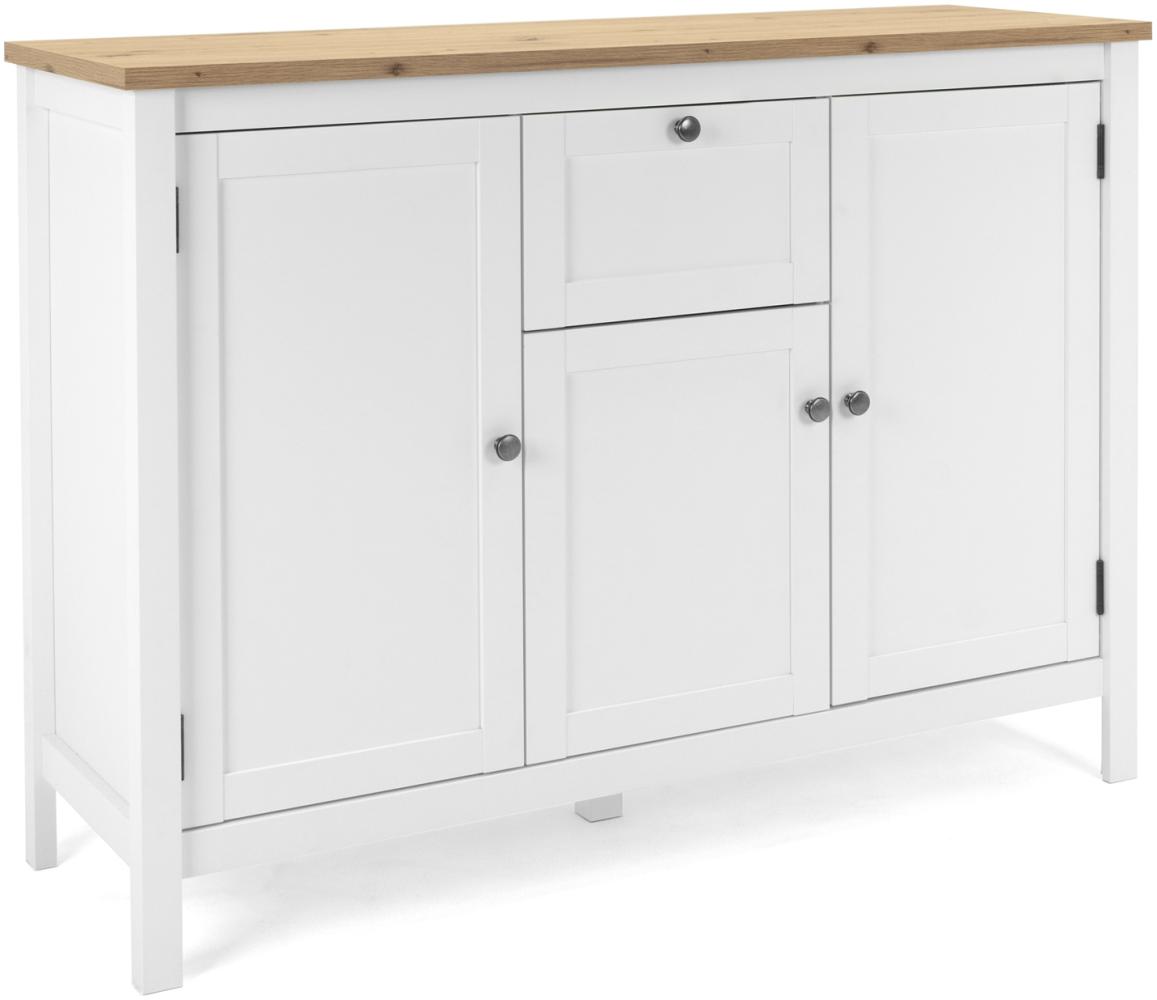 Homestyle4u Sideboard, Holz weiß / natur, 120 x 90 x 40 cm Bild 1