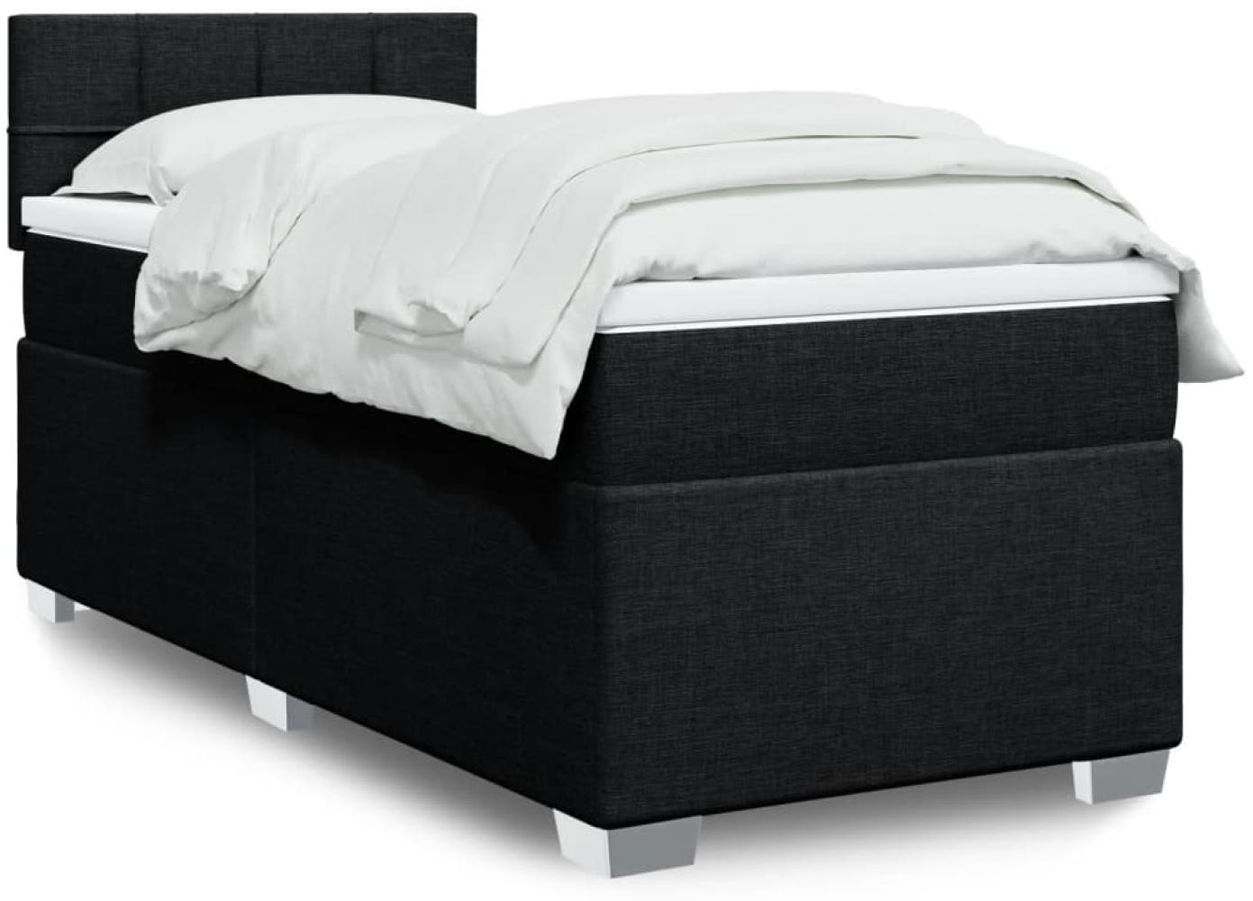 Boxspringbett mit Matratze, Stoff, Viereckige, grauer Fuß, Schwarz, 90 x 190 cm, true Bild 1