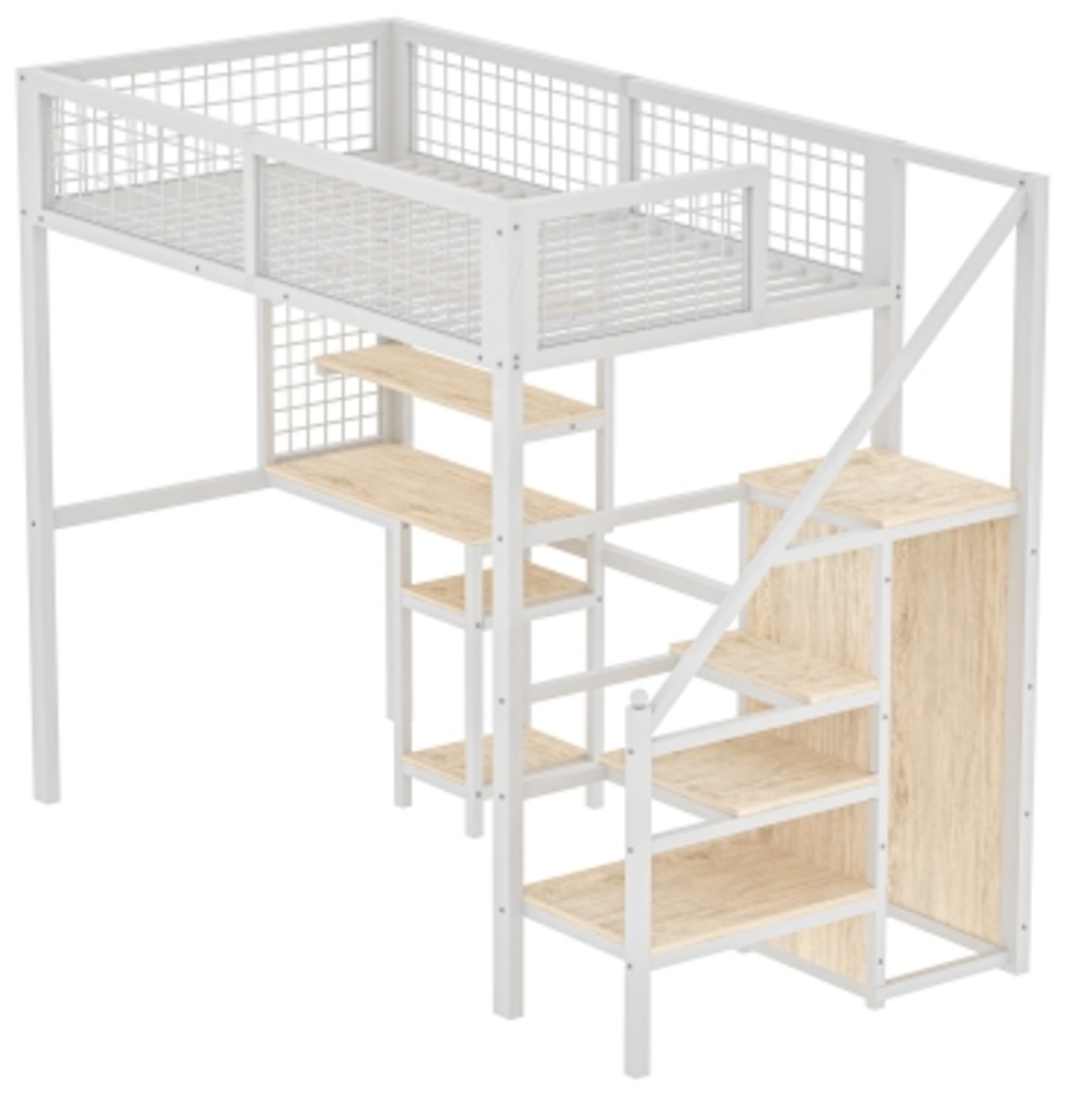 ComfortXL Hochbett M491-01, Massivholz, Weiß, 204x140x180cm Bild 1