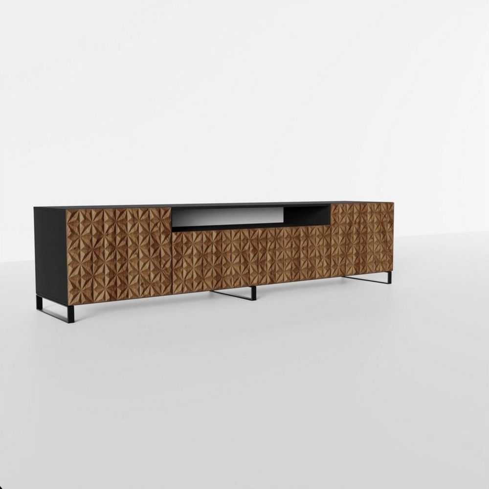 Beautysofa TV-Schrank Modernes RTV-Kabinett mit gefräster Front für Kaleidoskop-Muster CAL B:200/H:53/T:41cm, Moderne Metallbeine Bild 1