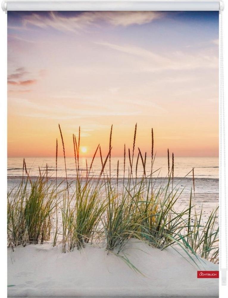 Seitenzugrollo Rollo Klemmfix, ohne Bohren, blickdicht, Nordseestrand - Rot Weiß, LICHTBLICK ORIGINAL, blickdicht, freihängend, Klemmfix, 150x60 cm (LxB) Bild 1