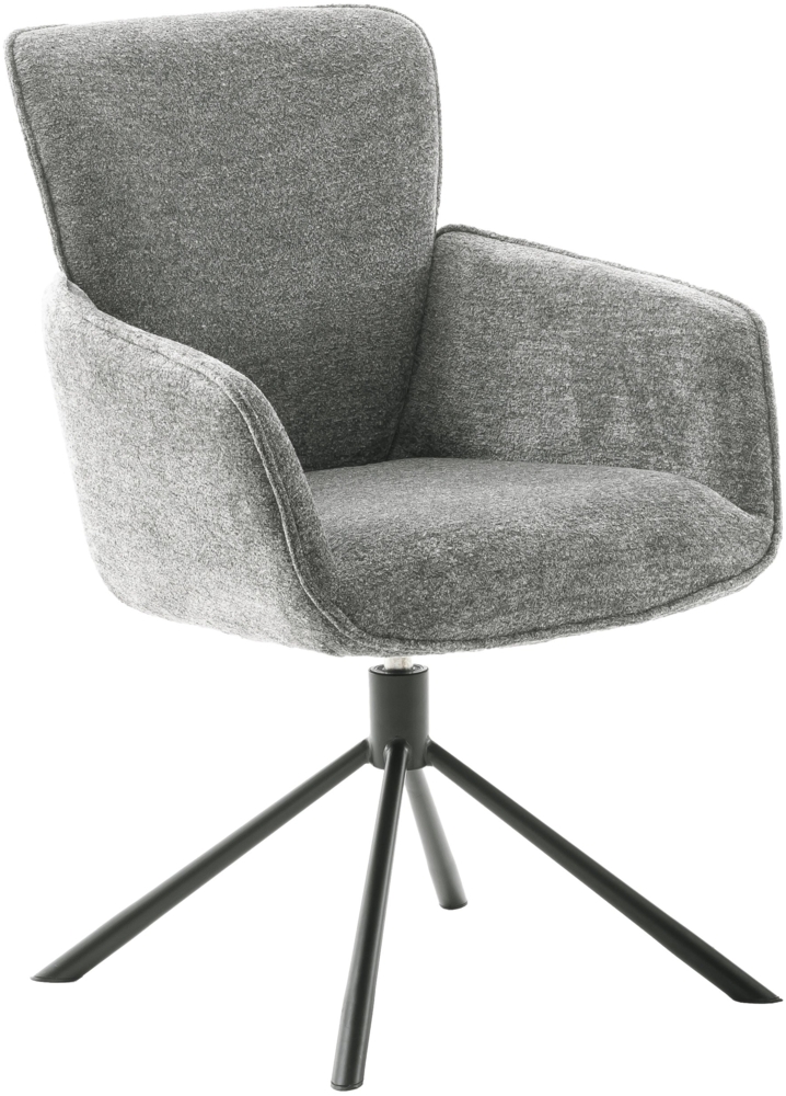 AMBER 4-Fuß Stuhl mit Armlehnen - 2er Set - Grau / Schwarz matt lackiert Bild 1